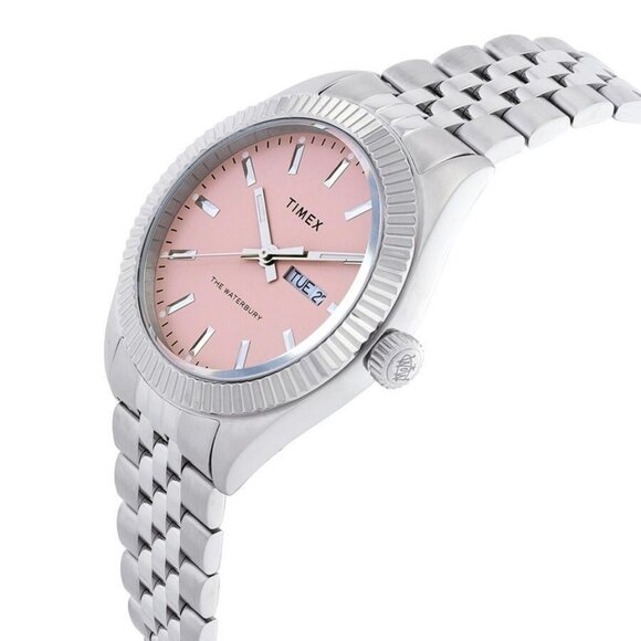 NWT Authentic Timex Waterbury Quartz Pink Dial Men's Watch - Picture 2 of 3